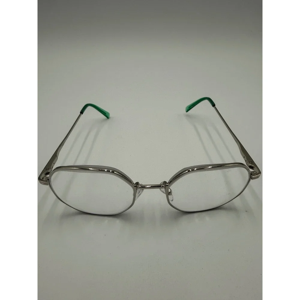 Success Eyeglass Frames Unisex Silver Green Excellent Geometric Hexagon SS-399